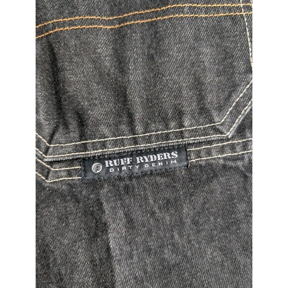 Y2K Ruff Ryders Dirty Denim Jean Size 38x32 Black Light Wash Baggy Streetwear - Picture 4 of 9